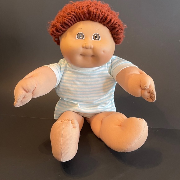 Vintage Boy Cabbage Patch Kid - Red Curly Hair & Striped Shirt - Picture 2 of 7